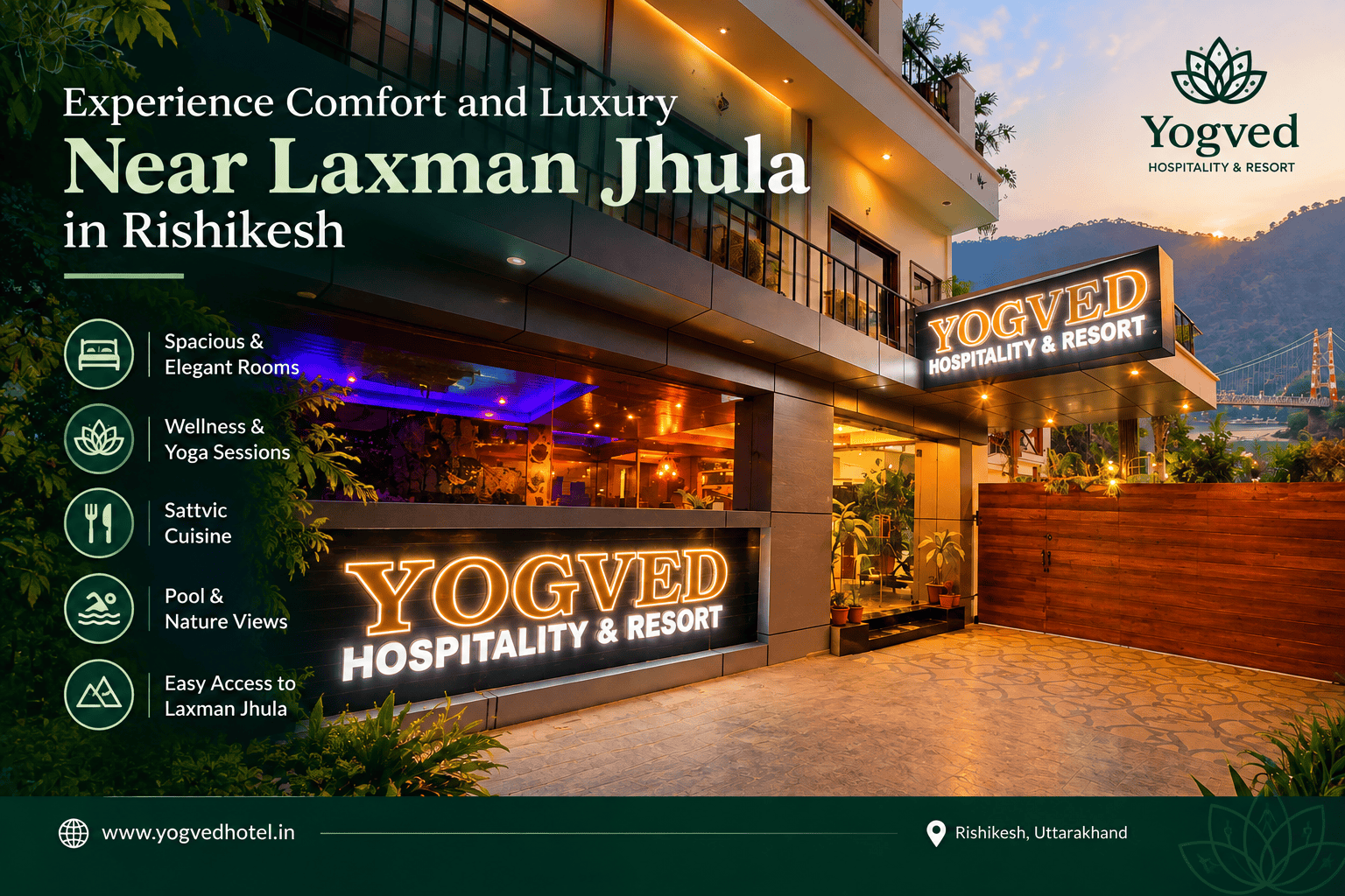 Experience Comfort and Luxury Near Laxman Jhula in Rishikesh generate image